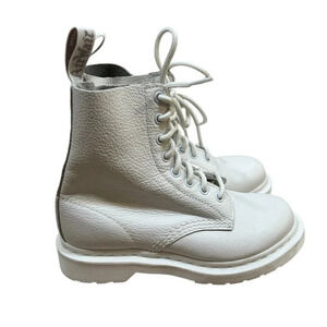 Dr. Martens 1460 Pascal Mono Lace Up Boots Womens Size 5 White Leather Combat